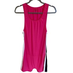 Men's Pink Sleeveless Onesie w black and white stripe M